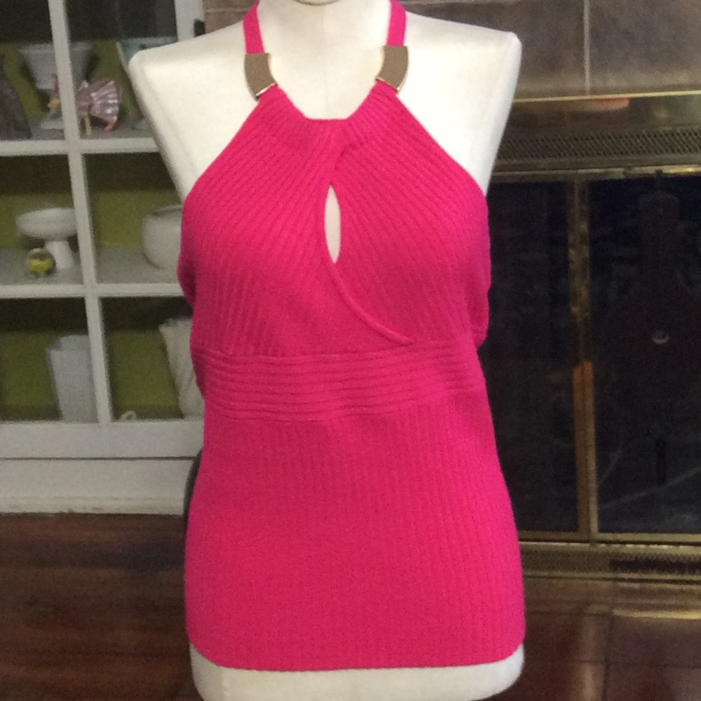 Cache Pink Ribbed Halter Top NWT